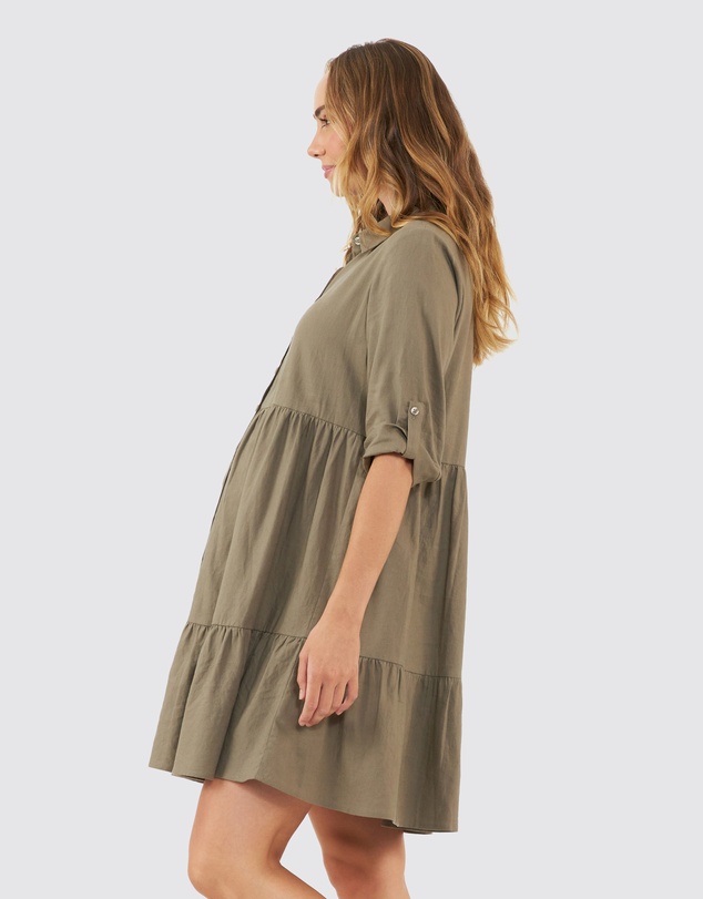 Ripe Maternity - Adel Linen Button Through Dress