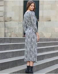 Sosandar - Animal Print Tie Side Midi Dress