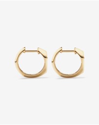 Michael Hill - Diamond Star Accent Signet Huggie Hoop Earrings in 10kt Yellow Gold