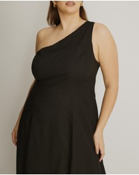 Atmos&Here Curvy - Oralie One Shoulder Linen Blend Midi Dress