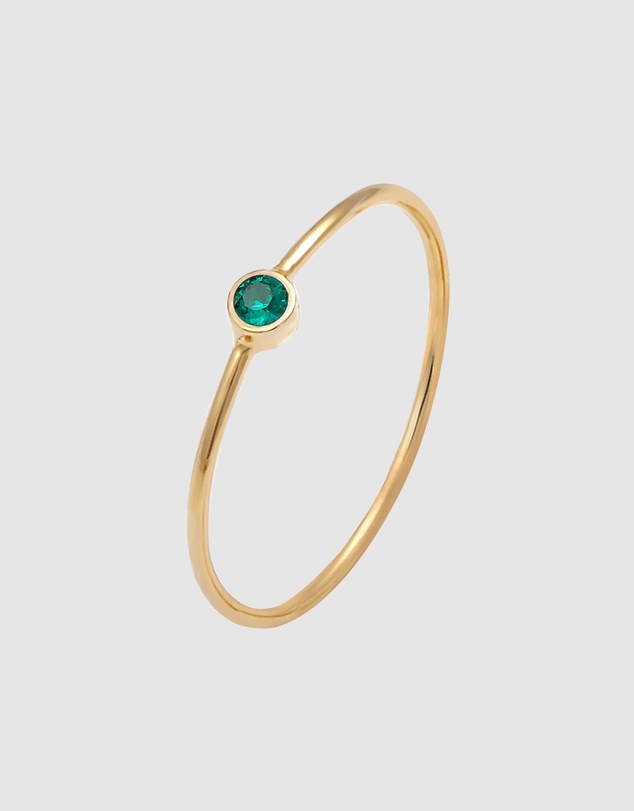 Elli Jewelry - Green Crystal Stacking Ring in Gold-Plated 925 Silver