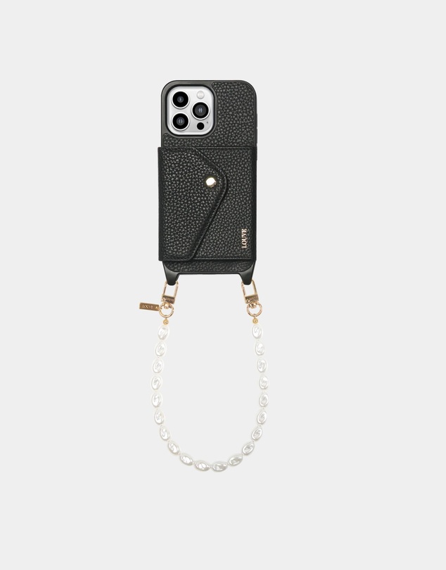 LOUVE COLLECTION - Leather Phone Case Wallet & Strap + Pearl Wristlet