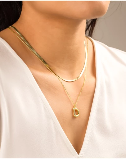 Wanderlust + Co - Alphabet Bubble Pendant Necklace - Letter D