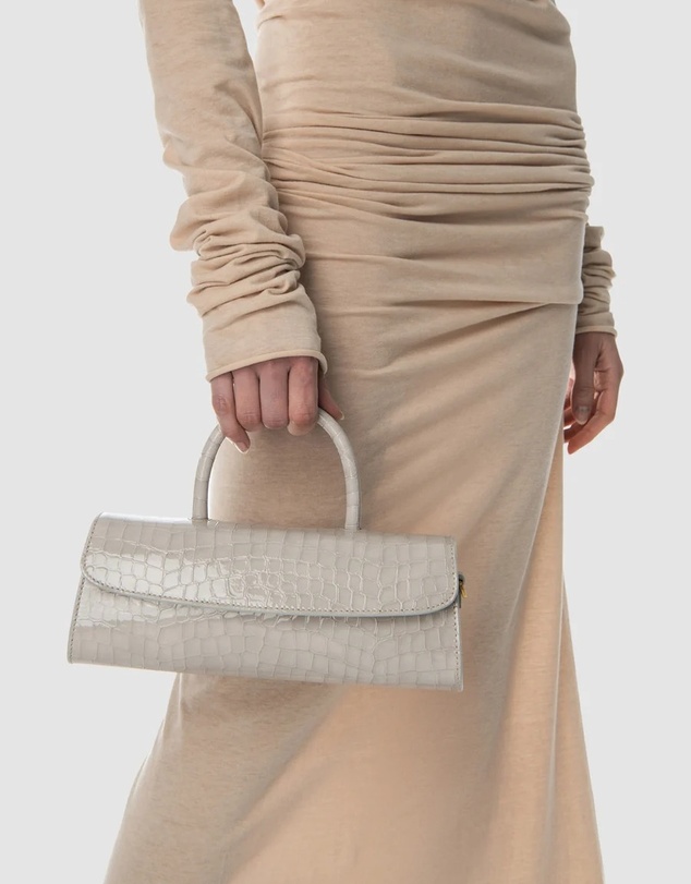 By Far - Mini Longa Croco Embossed Leather Bag
