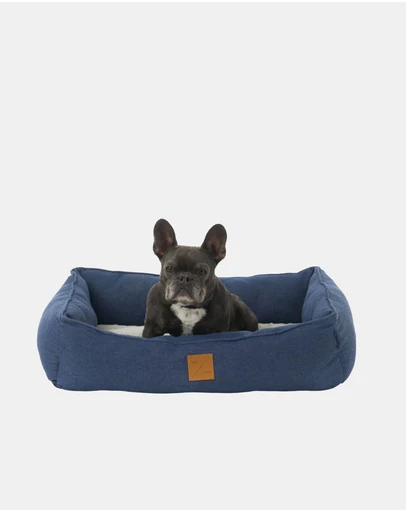 Mog & Bone - Bolster Dog Bed - Blue Denim