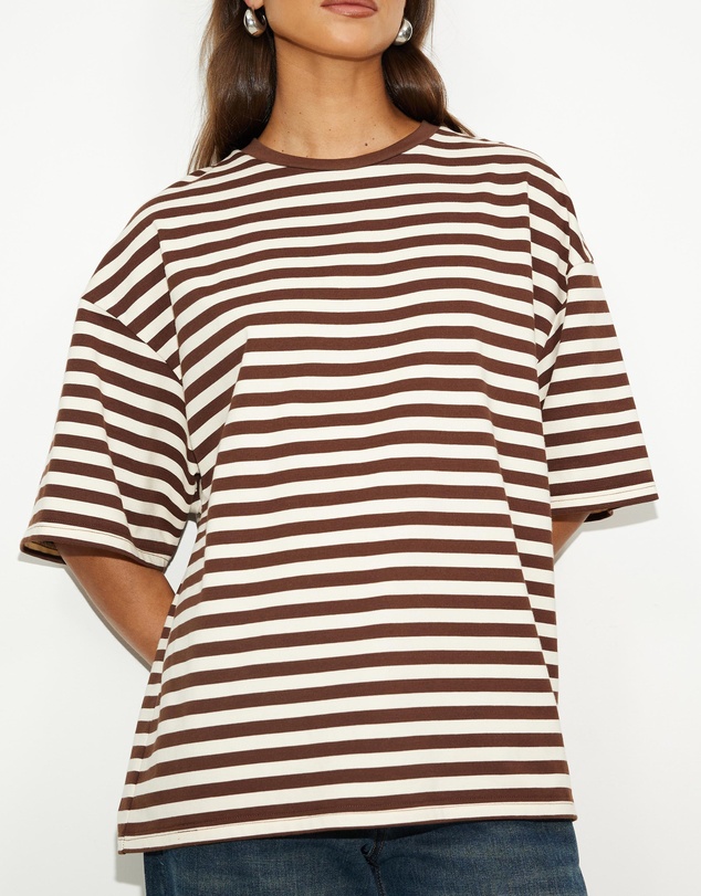 Dazie - Nostalgia Stripe Oversized Boyfriend Tee