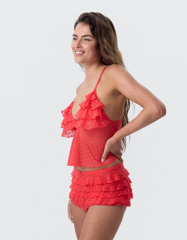Bras N Things - Priscilla Mid Rise Bloomer - Light Red