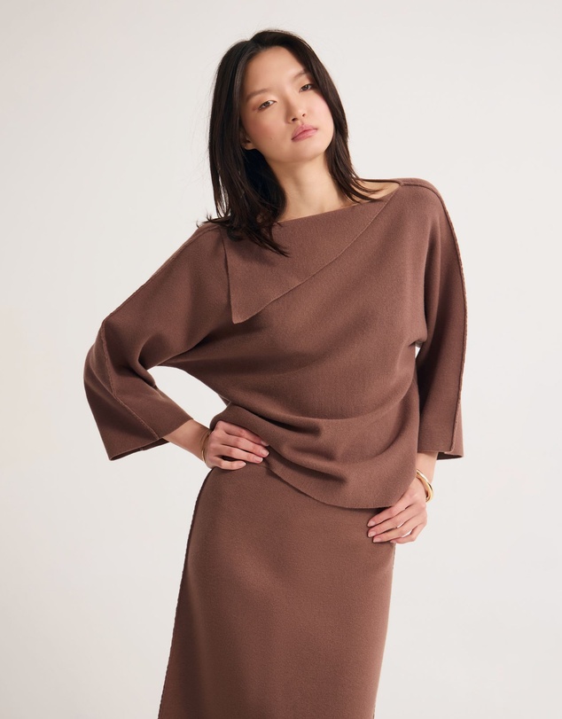 Oxford - Laura Knitted Folded Collar Top