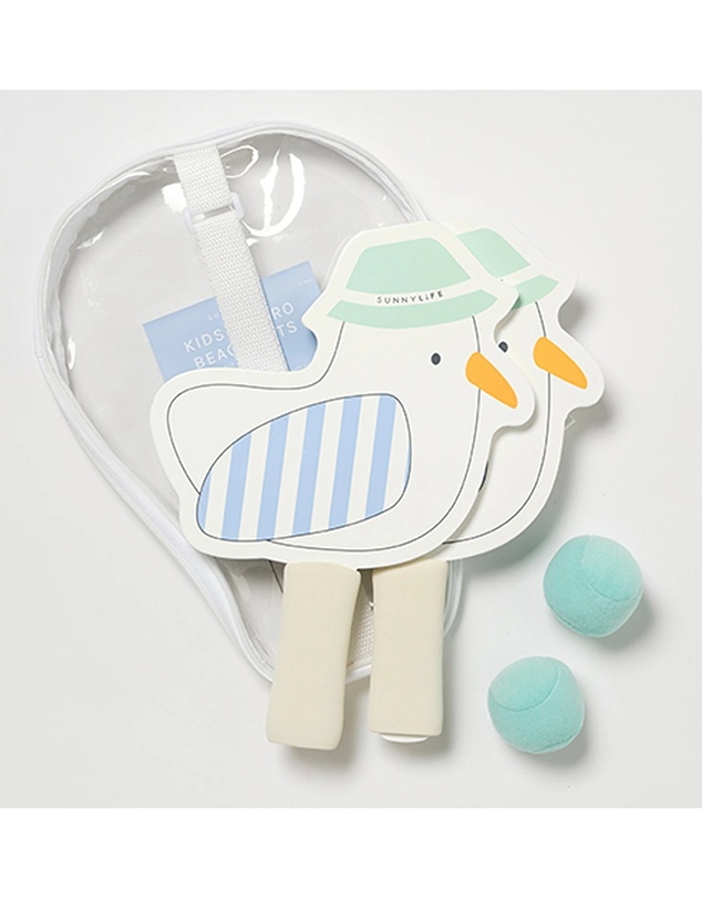 Sunnylife - Kids Velcro Beach Bats Sammy the Seagull Blue Stripe