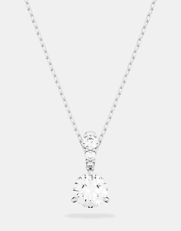 Swarovski - Stilla pendant, Round cut, White, Rhodium plated
