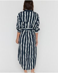 ALEXANDRA - Bantas Dress Navy Textured Stripe