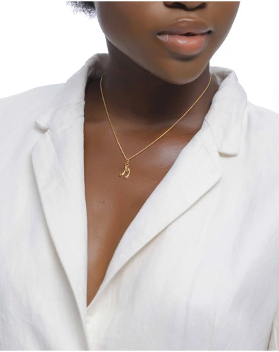 Elli Jewelry - Bubble Letter M Necklace in Gold-Plated 925 Silver