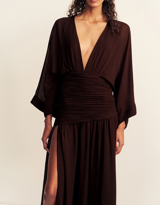 Shona Joy - Amina Balloon Sleeve Plunged Maxi Dress