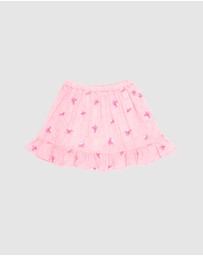 Fox & Finch - Summer Vacay Embroidered Skirt With Inbuilt Shorts - Kids
