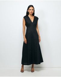 AERE - Rhae V Neck Midi Dress