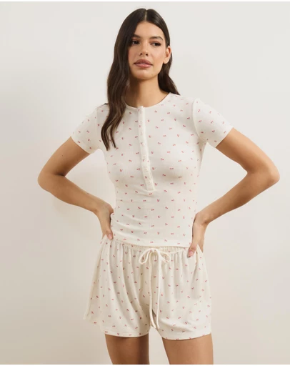 Atmos&Here - Shaina Pointelle Henley Short Sleep Set