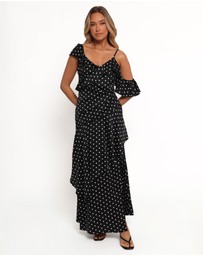 Petal & Pup - Adelina Maxi Dress - Black Polka Dot