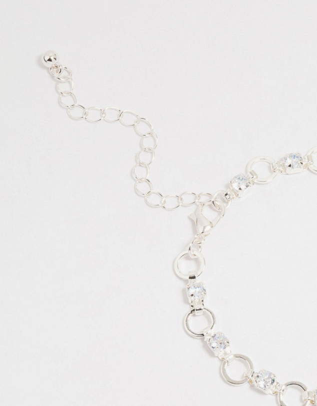 Lovisa - Silver Plated Brass Cubic Zirconia Alternating Link Bracelet