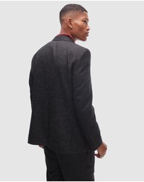 Topman - Slim Salt and Pepper Wool Mix Suit Jacket
