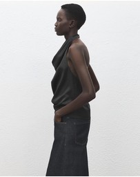 M.N.G - Draped Neck Satin Top