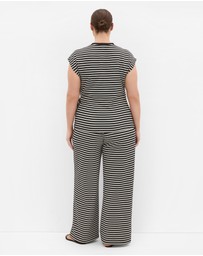 City Chic - Deanna Stripe Knit Wide Leg Pant
