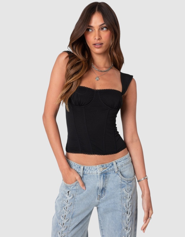 EDIKTED - Marcella Wide Strap Mesh Corset