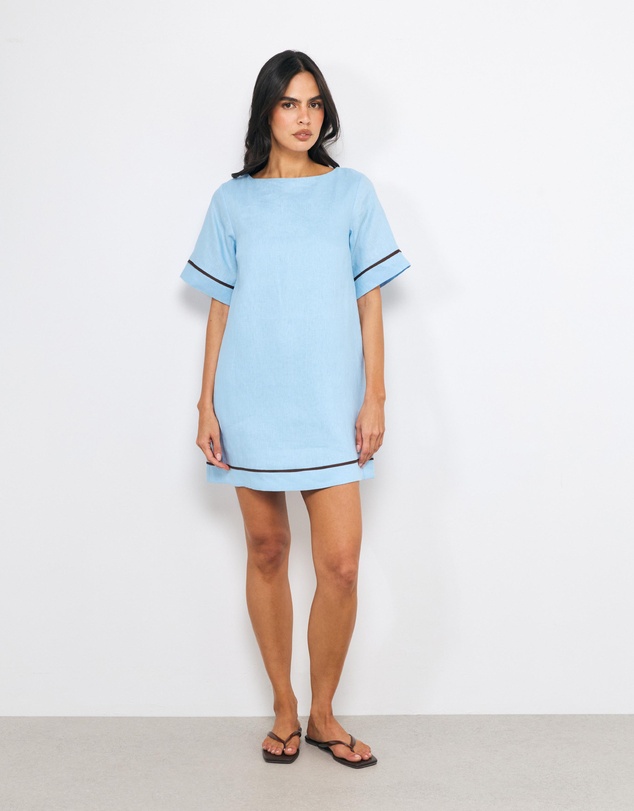 AERE - Odele Contrast Linen Mini Dress
