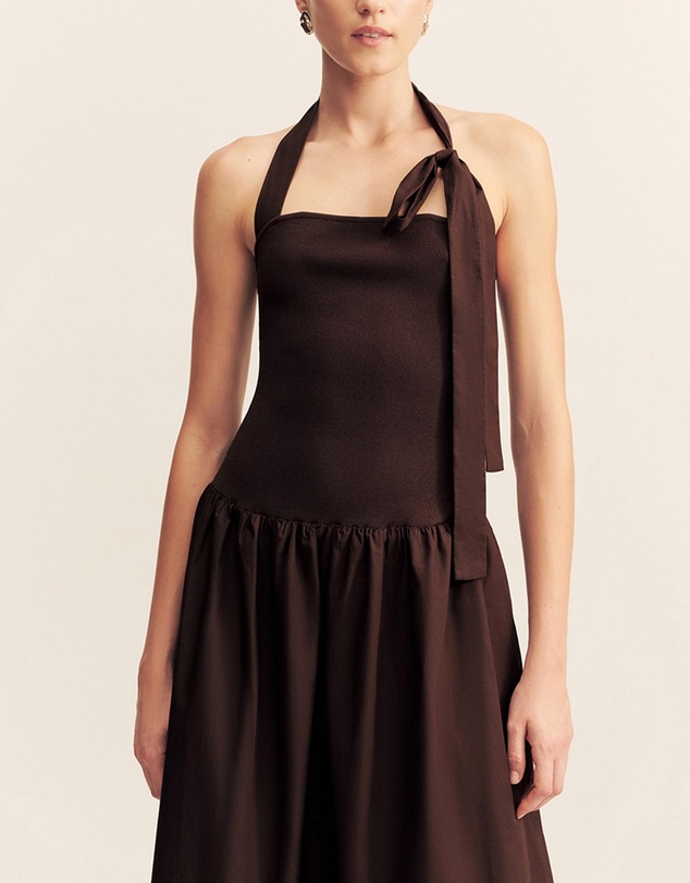 Shona Joy - Aliah Halter Tie Midi Dress