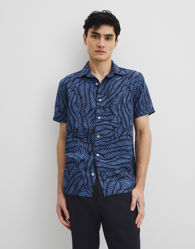 Country Road - Short Sleeve Leaf Linen Shirt