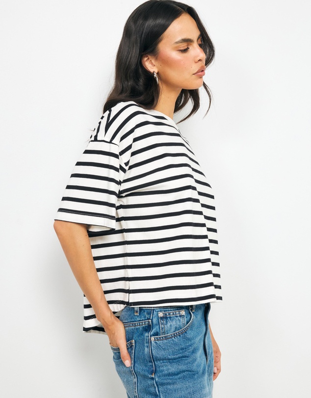 AERE - Layla Stripe Boxy Tee