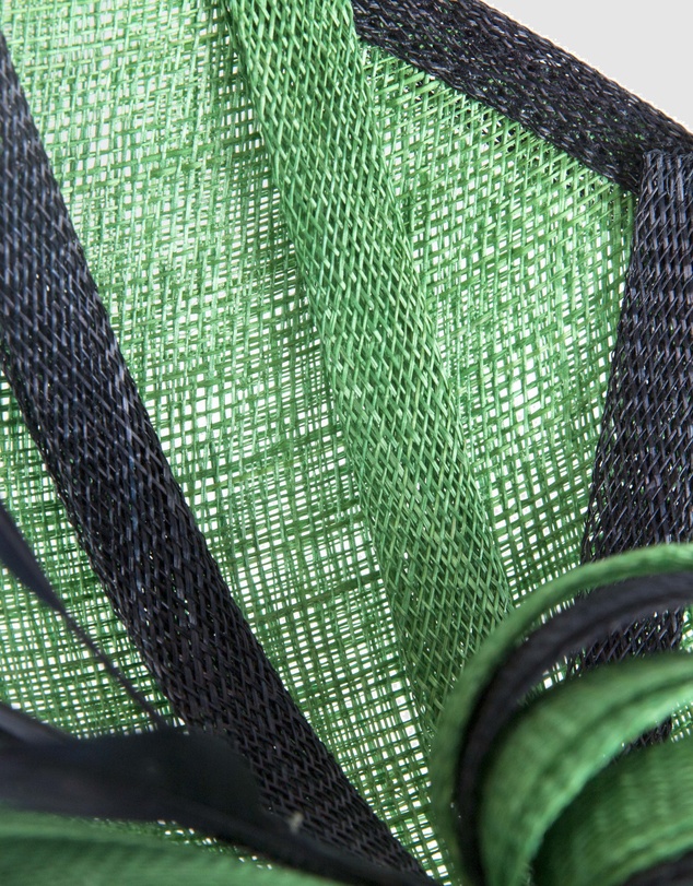 Max Alexander - Green and Navy Sinamay Racing Fascinator