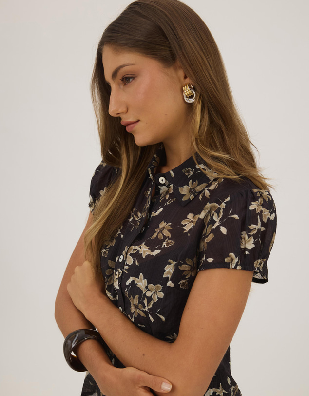 Atmos&Here - Kate Floral Pin Tuck Shirt