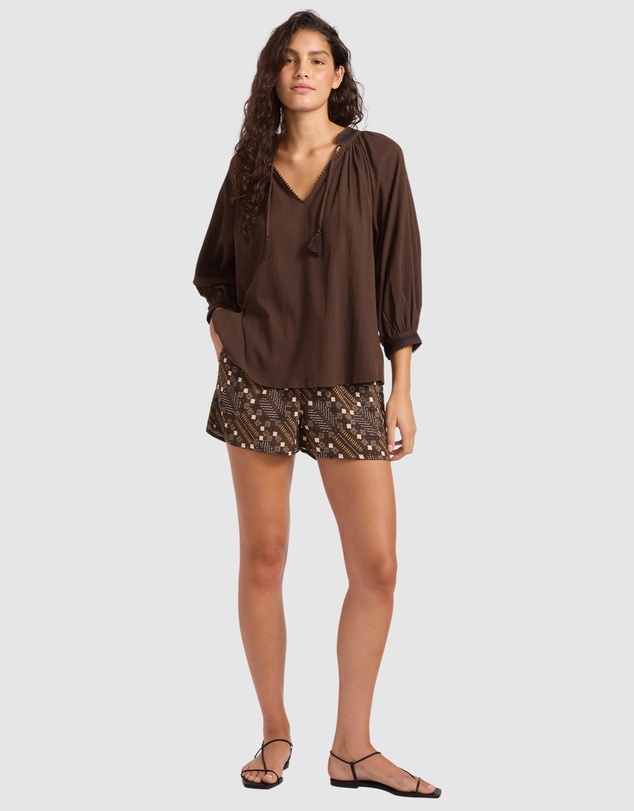 Seafolly - Crinkle Gauze Trim Peasant Blouse
