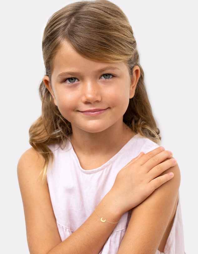Elli Jewelry - Crescent Moon Kids Bracelet in Gold-Plated 925 Silver