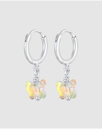 Elli Jewelry - Earrings Kids Creoles Butterfly Pendant Sparkling with Crystals in 925 Sterling Silver