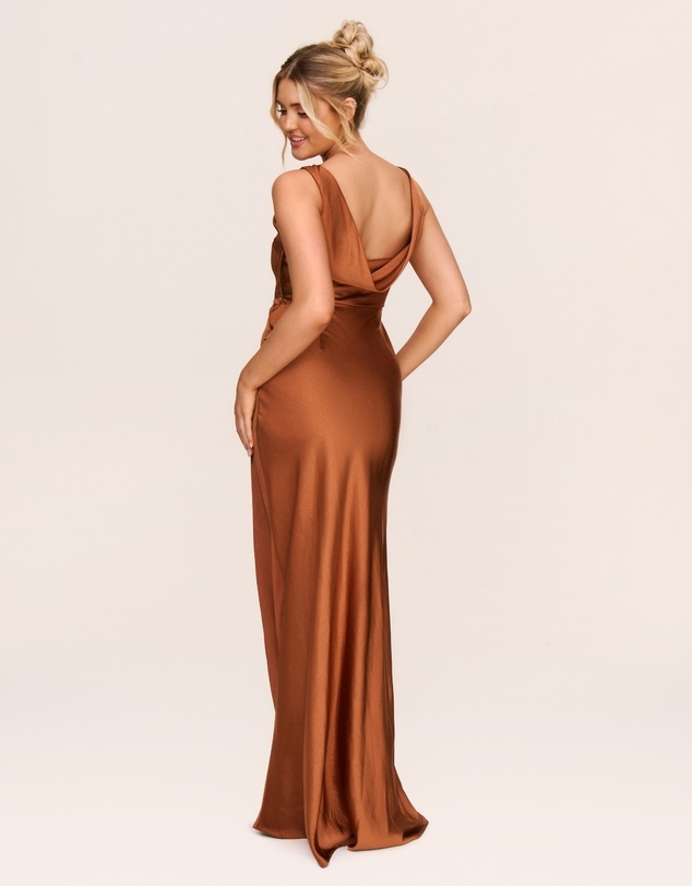 Six Stories - Cowl Back Satin Bridesmaid Dress