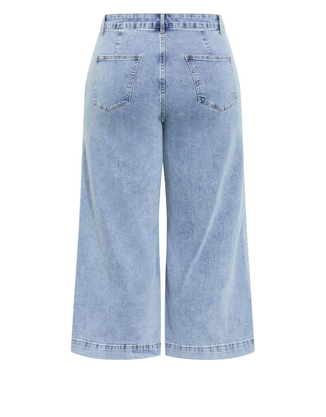 City Chic - Plus size Harley Fit Avery Wide Leg Crop Jean - mid wash