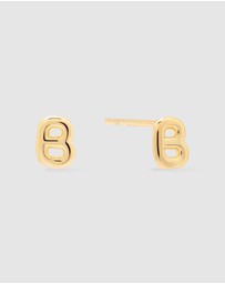 Wanderlust + Co - Alphabet Bubble Gold Stud Earrings - Letter B