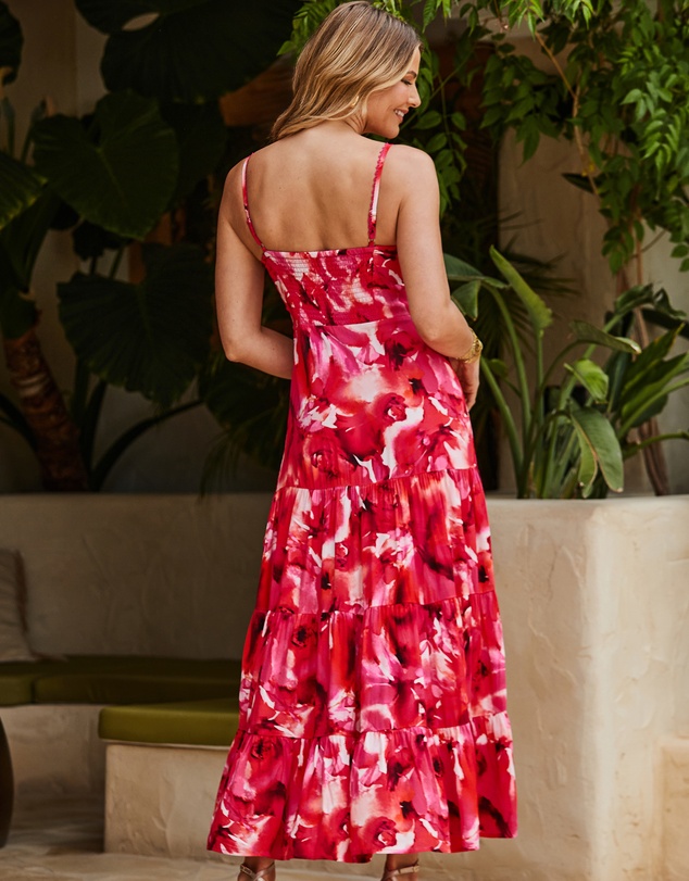 Sosandar - Floral Print Corset Detail Maxi Dress