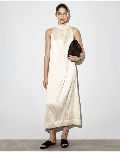 COS - Crinkled-Satin Midi Dress