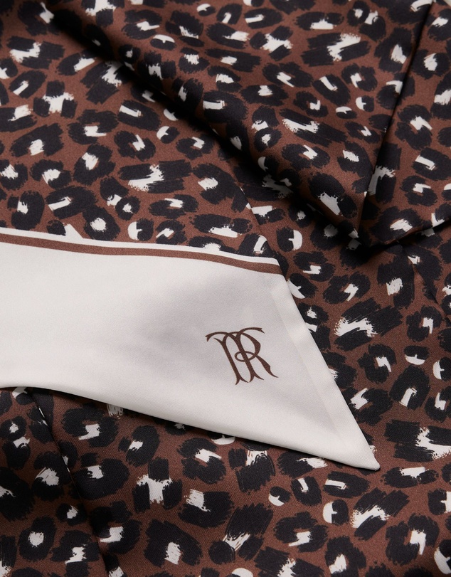 Trenery - Silk Leopard Scarf in Bitter Chocolate