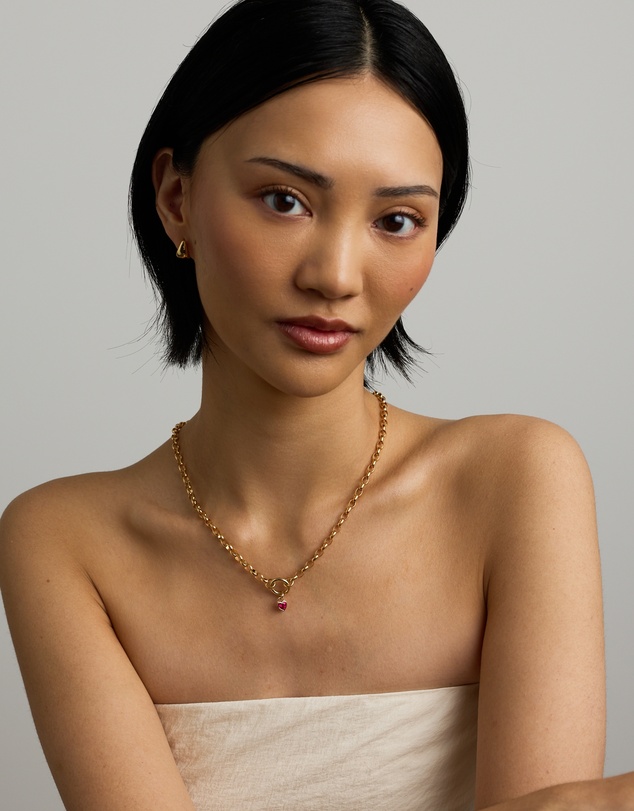 Michael Hill - Heart Created Ruby Bezel Pendant in 10kt Yellow Gold