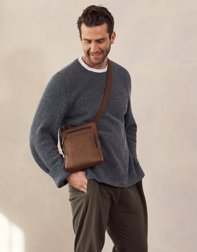 Pierre Cardin - Pierre Cardin Men's Leather Casual Crossbody Bag