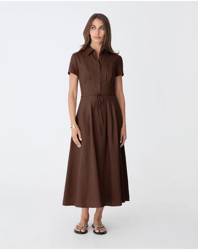 Forcast - Sophie Pleat Waist Linen Dress