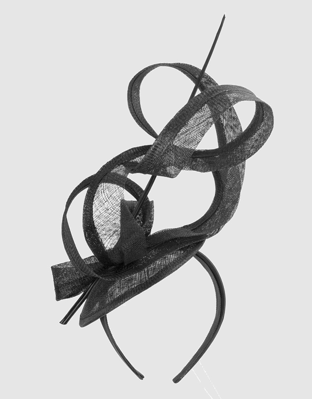 Max Alexander - Tall Black Sinamay Fascinator Headband