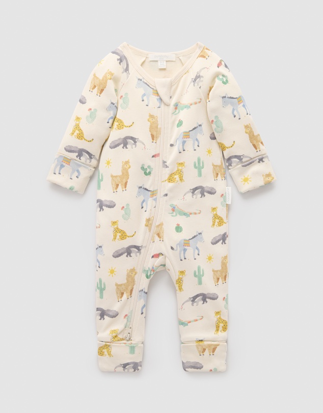 Purebaby - Printed Zip Growsuit -Kids-Babies