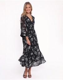 Petal & Pup - Mavis Long Sleeve Maxi Dress - Black Floral