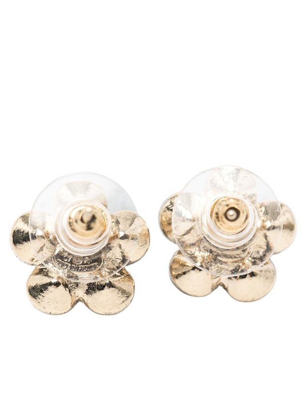Pre-Loved by Azura Reborn - Pre-Loved Gold Plated CC Crystal Floral Push Back Earrings