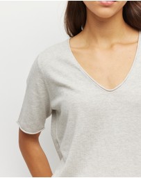 JH Lounge - JHL V-Neck T (Fine Cotton Cashmere) Soft Grey Marle
