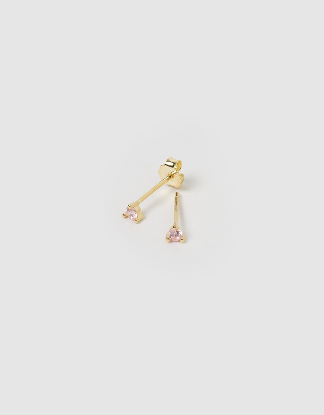 Izoa - Dee Baby Pink Cubic Zirconia Small Stud Earrings
